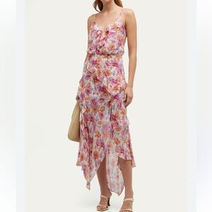 Veronica Beard Avenel Floral Ruffle Midi Dress – Silk (Size 2)